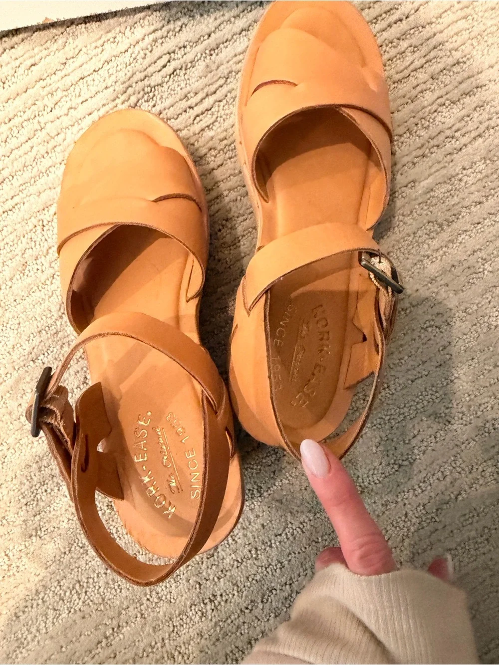 Kork-Ease Tan Leather Crisscross Ankle-Strap Sandals